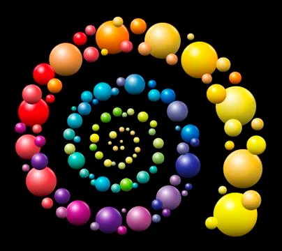 Color Gradient Spiral Balls Black Background Stock Illustration