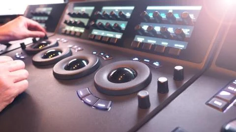 Color grading controller machine in telecine lab Stock Photos