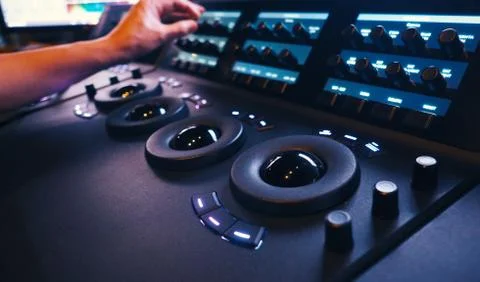Color grading controller machine in telecine lab Stock Photos