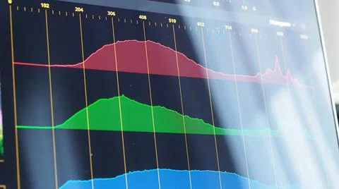 Color grading indicator graph on screen. RGB colour correction graphic Foto stock