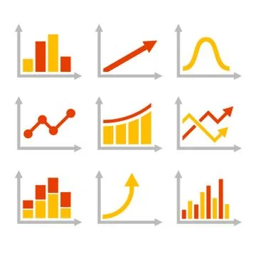 Color Graph Chart Icons Set. Vector 库存插图