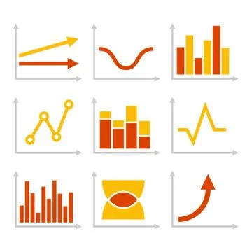 Color Graph Chart Icons Set. Vector Illustrazione stock