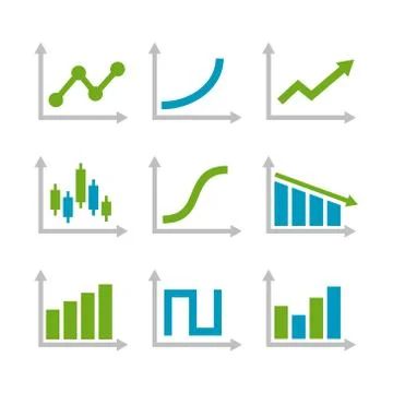 Color Graph Chart Icons Set. Vector 库存插图