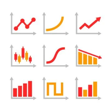 Color Graph Chart Icons Set. Vector 库存插图