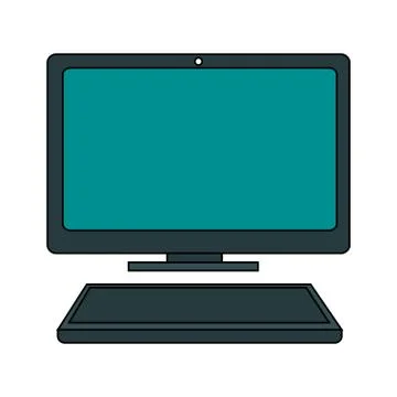 Color graphic desk computer tech device with keyboard Stock Illustration