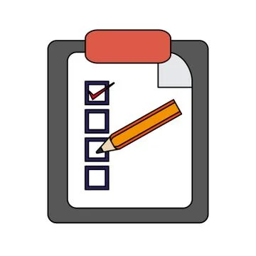 Color graphic report table icon with pencil Stock Illustration