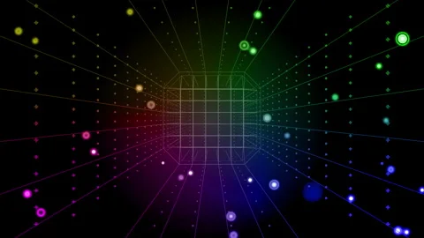 Color Grid Tunnel with Particles Stock-Footage 249712963