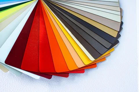 Color guide displaying a range of hues for use in interior design and decorat Stock Photos