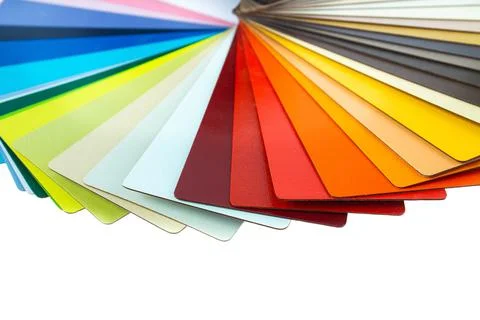 Color guide displaying a range of hues for use in interior design Stock Photos