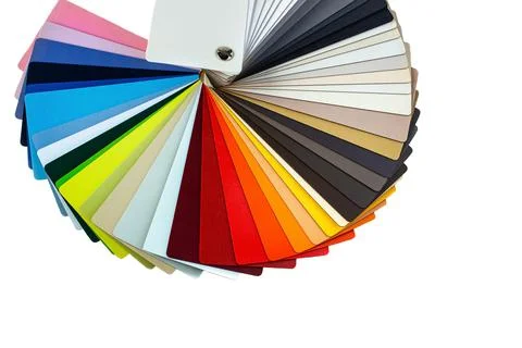 Color guide displaying a range of hues for use in interior design Stock Photos