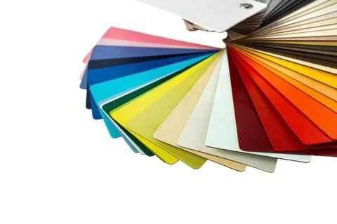 Color guide displaying a range of hues for use in interior design Stock Photos