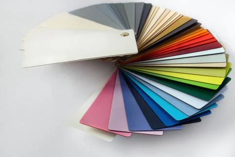 Color guide displaying a range of hues for use in interior design Stock Photos