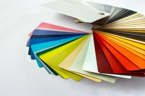 Color guide displaying a range of hues for use in interior design Stock Photos