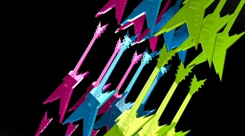 Color Guitars (HD+Loop+Alpha) Stock Footage 7733435