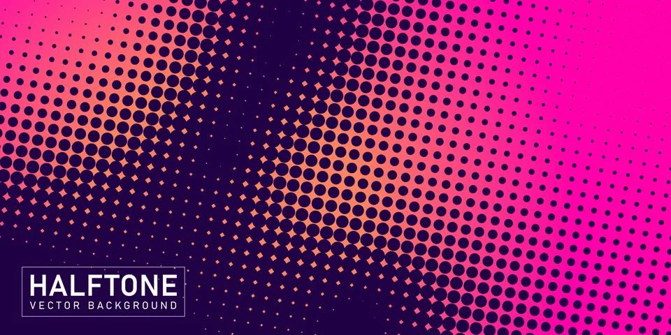 Color halftone texture, abstract black pink dotted gradient background Stock Illustration