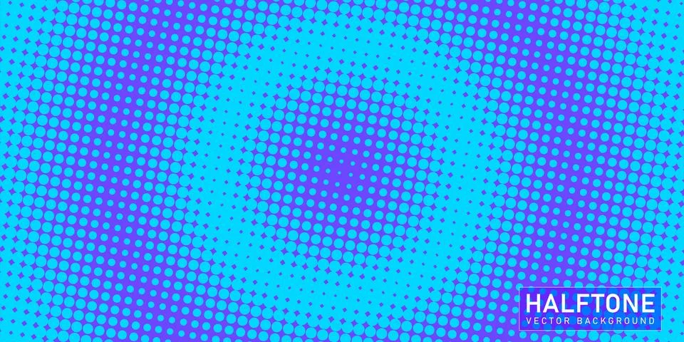 Color halftone texture, abstract blue circle dotted pattern gradient backgrou Stock Illustration