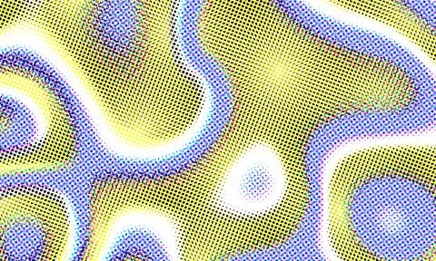 Color halftone texture, abstract gradient background with moire effect, circles Illustrazione stock