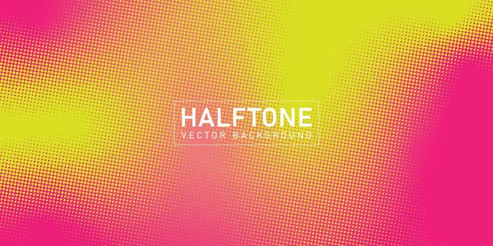 Color halftone texture, abstract yellow pink dotted gradient background Stock Illustration