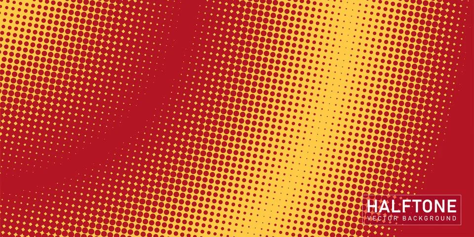 Color halftone texture, abstract yellow red dotted gradient background Stock Illustration