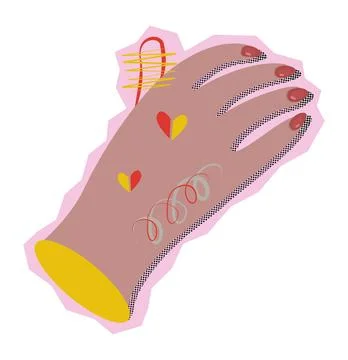 Color hand with halftone elements Stock Illustration