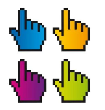 Color hand pointer isolated over white background. vector 스톡 일러스트