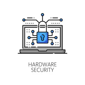 Color hardware security line icon, cyber safety Stock Illustration