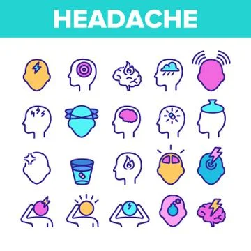 Color Headache Elements Icons Set Vector Stockillustratie
