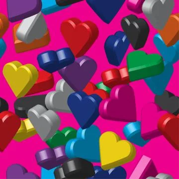 Color Hearts Seamless Pattern 스톡 일러스트