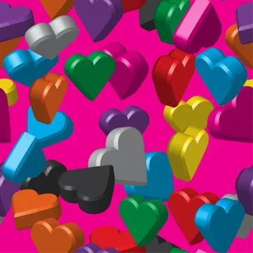 Color Hearts Seamless Pattern Stock Illustration