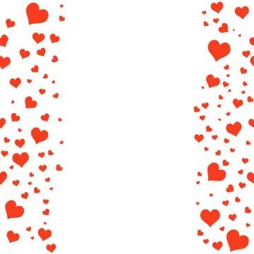 Color hearts on white background. Vector chaotic seamless patter Stock Illustration