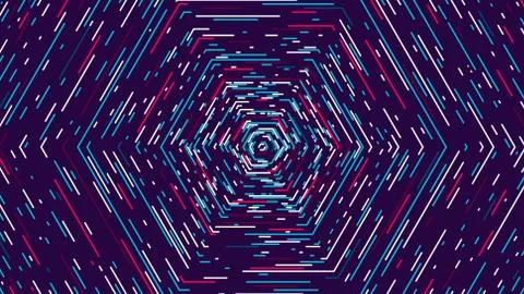 Color hexagonal cyber tunnel, Technological abstract vector background Illustrazione stock