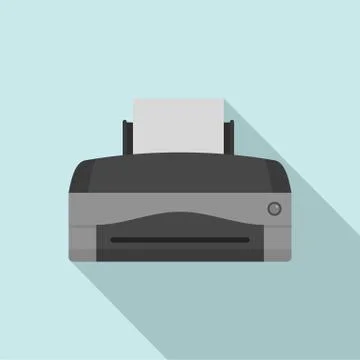 Color home printer icon, flat style Stock Illustration
