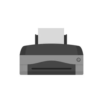 Color home printer icon, flat style Stock Illustration