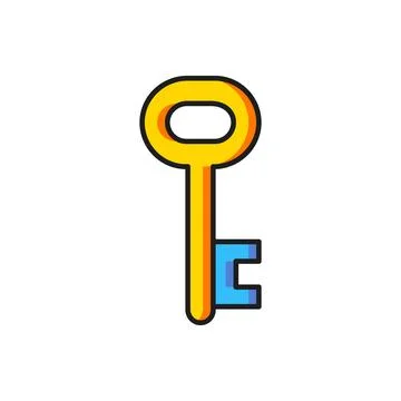 Color House key icon isolated on white background. Flat filled outline styl.. Stock Illustration