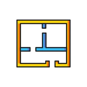 Color House plan icon isolated on white background. Flat filled outline sty.. Stock Illustration