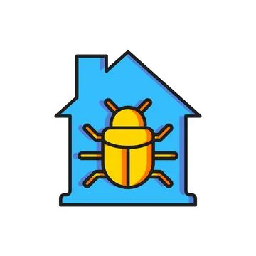 Color House system bug concept icon isolated on white background. Code bug .. Stock Illustration
