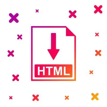 Color HTML file document icon. Download HTML button icon isolated on white Stock Illustration