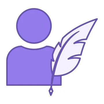 Color Icon Author. Vector Icon of Man with Pen. Creator of Article, Audio, .. Stock Illustration