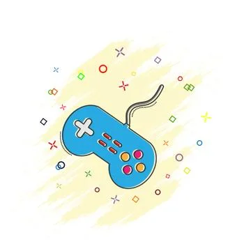 Color icon for a game controller with the splash effect. Flat cartoon style c 스톡 일러스트