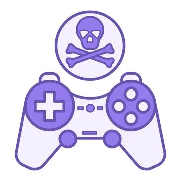 Color Icon Game Over. Vector Icon of Game Gamepad and Skull and Crossbones... Stock Illustration