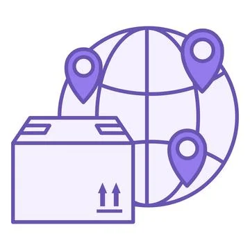 Color Icon Global Logistics. Vector Illustration. Earth, Geolocation, and C.. Stock Illustration
