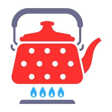 Color icon kettle on fire. Stock Illustration