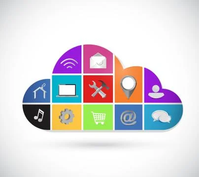 Color icons cloud computing illustration design Illustrazione stock