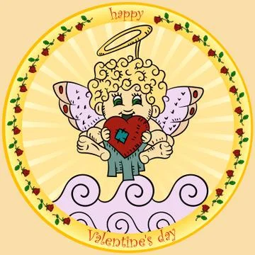 Color illustrations in the style of childrens scribbles on the theme of Valen Stock Illustration