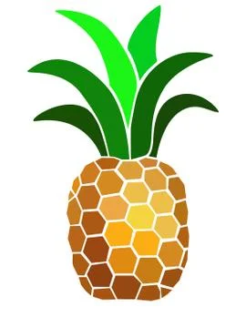 Color Image Pineapple. Logo or sign with a bright pineapple fruit. Stock Illustration