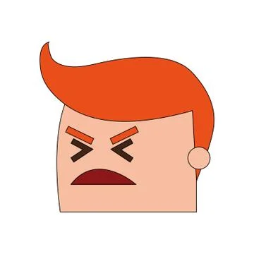 Color image side view face cartoon man with angry expression Stockillustratie
