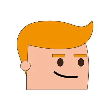 Color image side view face cartoon guy with expression of satisfaction Illustrazione stock