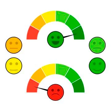 Color indicator arrow with face mood Stock Illustration