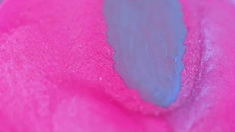Color ink background blue flow pink fluid paint Video stock 252112208