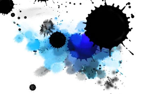 Color ink splashes on white background Illustrazione stock